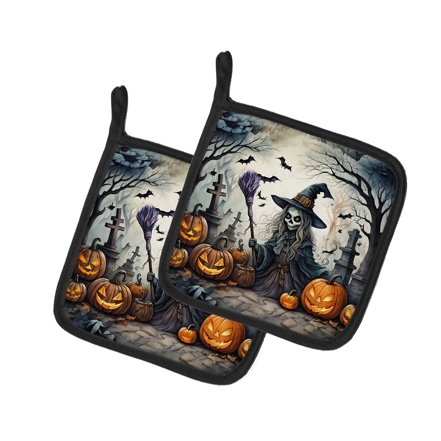 Witch Spooky Halloween Pair of Pot Holders