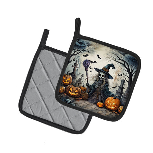 Witch Spooky Halloween Pair of Pot Holders